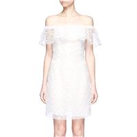 Vogue Embroidery Bateau Off-the-Shoulder Chiffon Floral Frilled Dress - Bonny YZOZO Boutique Store