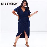 Sexy Split Curvy Plus Size Short Sleeves Summer Dress - Bonny YZOZO Boutique Store