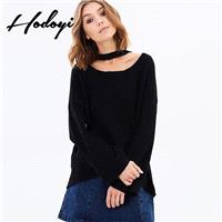 Oversized Vogue Hollow Out High Low One Color Fall Casual 9/10 Sleeves Sweater - Bonny YZOZO Boutiqu