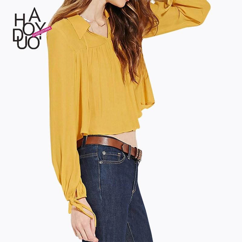 My Stuff, Oversized Vogue Sweet Fall Tie Crop Top Chiffon Top - Bonny YZOZO Boutique Store