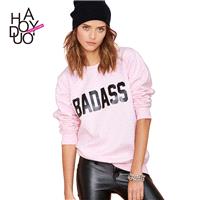 Spring of 2017 new alphabet BADASS style rib sweet college girls Wei Yihui - Bonny YZOZO Boutique St