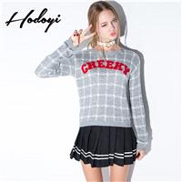 Ladies fall 2017 new sweet school letter patch sweaters children sweater - Bonny YZOZO Boutique Stor