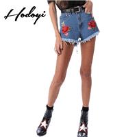 Must-have Vogue Embroidery Slimming High Waisted Cowboy Summer Blue Short - Bonny YZOZO Boutique Sto