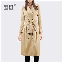 Temperament ladies long trench coats in women fall 2017 new autumn coat plus size trench coats - Bon