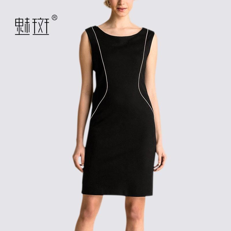 My Stuff, New round neck sleeveless splice career plus size women career women temperament Lady dres