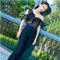 Sexy One-Shoulder High Waisted Frilled Lace Jumpsuit Long Trouser - Bonny YZOZO Boutique Store