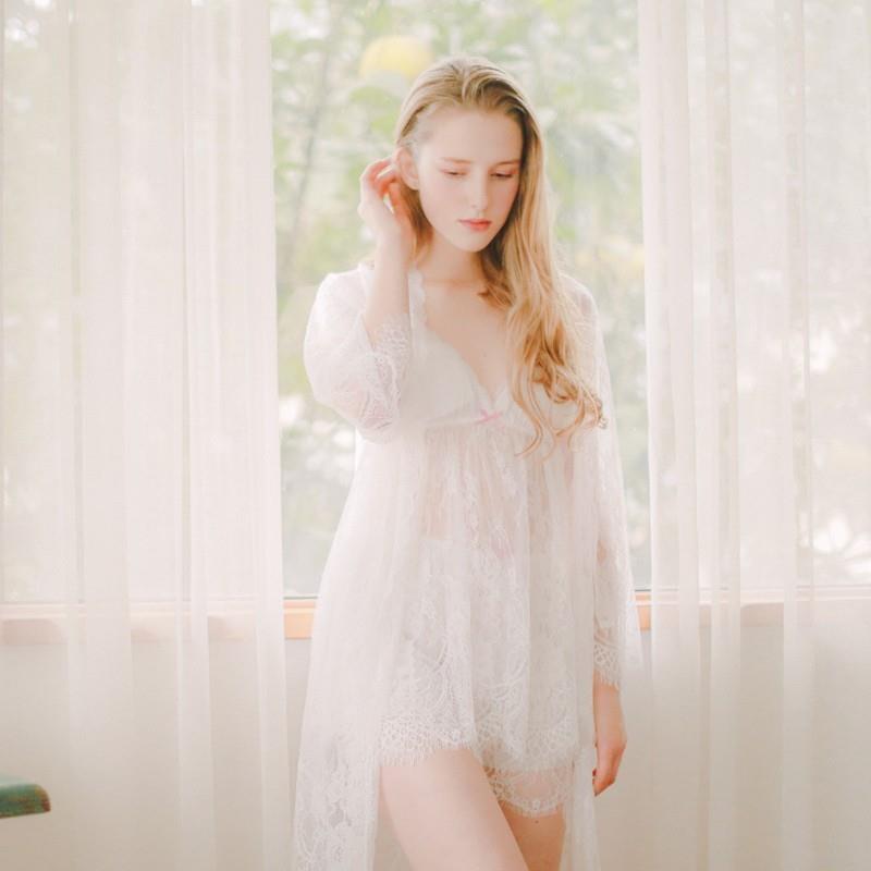 My Stuff, Sexy Bow Lace Night Gown Coat Pajama - Bonny YZOZO Boutique Store