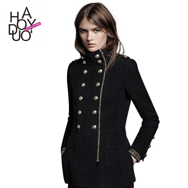 My Stuff, Wind often exquisite Golden epaulet uniforms long zipper pockets and thick overcoats - Bon