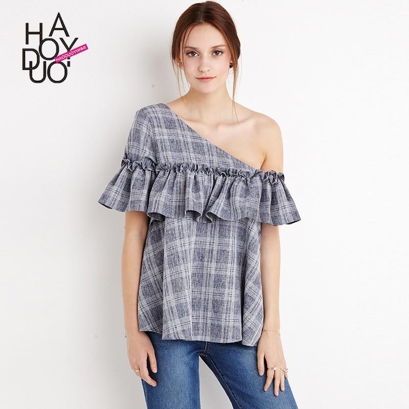 My Stuff, Vogue Sweet Frilled Off-the-Shoulder Accessories Lattice Summer Blouse - Bonny YZOZO Bouti