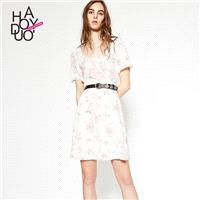 Vogue Simple Fresh Slimming Scoop Neck Floral Summer Dress - Bonny YZOZO Boutique Store