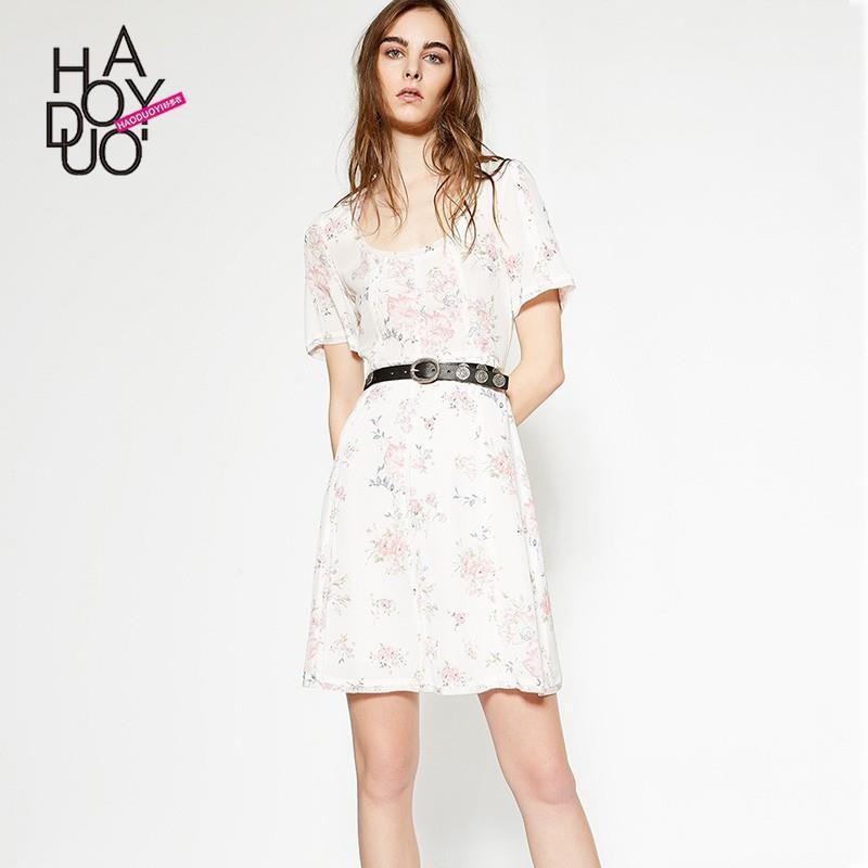 My Stuff, Vogue Simple Fresh Slimming Scoop Neck Floral Summer Dress - Bonny YZOZO Boutique Store