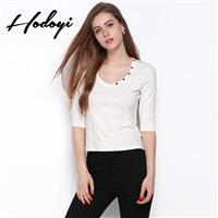 New slim white t shirt women's long sleeve t-shirt at the end of 2017 autumn white tunic cotton shir