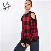 Oversized Vogue Off-the-Shoulder Lattice Fall Casual Sweater - Bonny YZOZO Boutique Store