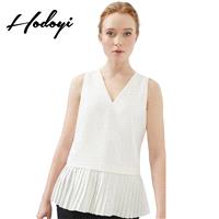Office Wear Vogue Sexy Simple Pleated V-neck Sleeveless Summer Blouse - Bonny YZOZO Boutique Store