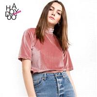 Vogue High Neck 1/2 Sleeves One Color T-shirt - Bonny YZOZO Boutique Store