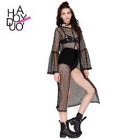 Perspective design Beach blouse sexy Princess sleeve lace shirts long Cardigan - Bonny YZOZO Boutiqu