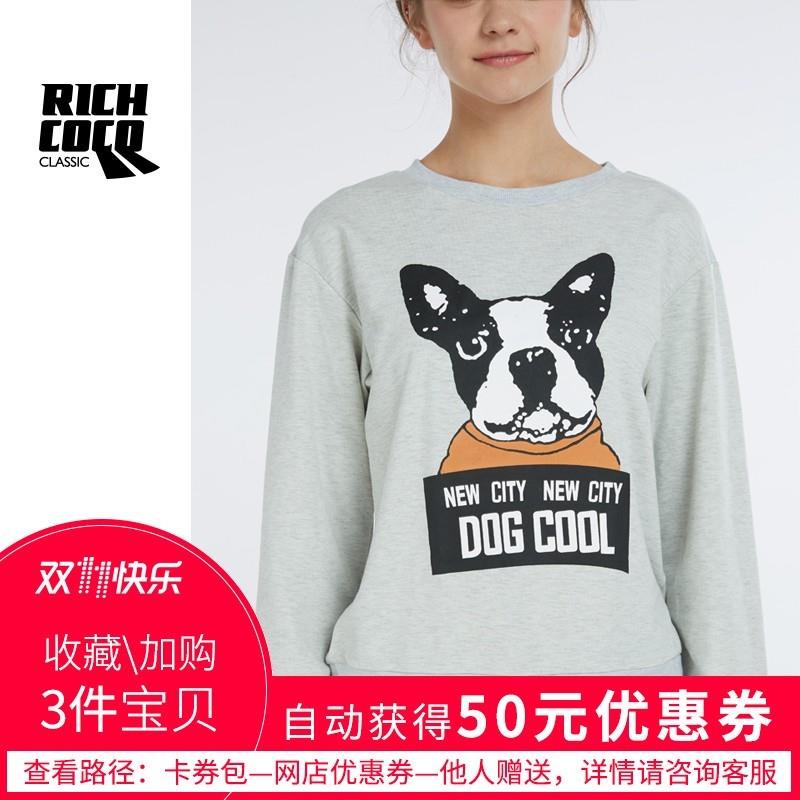 My Stuff, Must-have Oversized Vogue Printed Scoop Neck Dog Summer Casual 9/10 Sleeves Hoodie Top - B