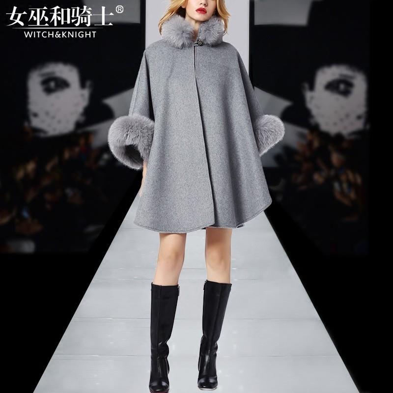 My Stuff, Oversized Vogue Batwing Sleeves Fur Collar Wool Puncho Coat Overcoat Coat - Bonny YZOZO Bo