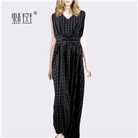 2017 summer new fashion dress sleeveless v neck temperament loose Plaid dress - Bonny YZOZO Boutique