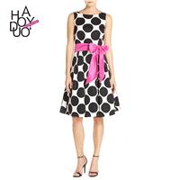 Vogue Bow Sleeveless Polka Dot Summer Belt Dress - Bonny YZOZO Boutique Store