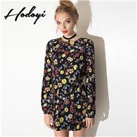 Fall clothes easy plus size print dresses long dresses with long sleeves round neck top - Bonny YZOZ