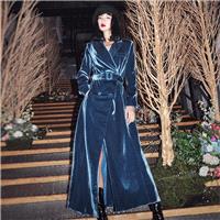 Vogue Curvy Double Breasted Velvet Overcoat Dress Coat - Bonny YZOZO Boutique Store