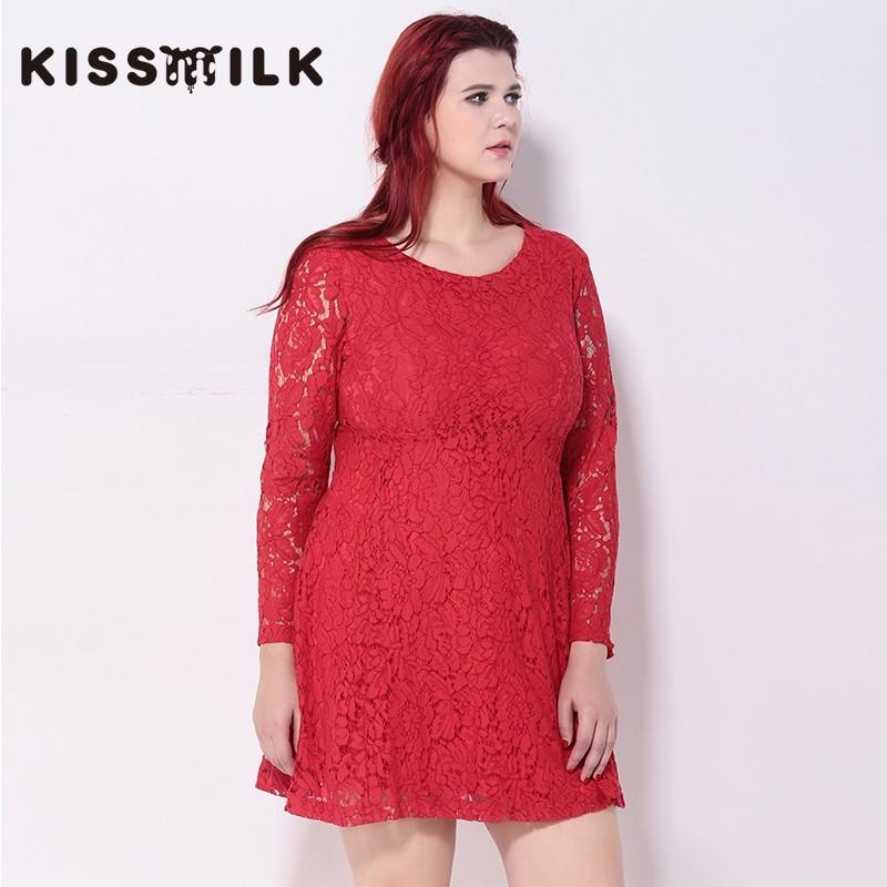 My Stuff, Elegant Crochet Slimming Plus Size Long Sleeves Lace Fall Dress - Bonny YZOZO Boutique Sto