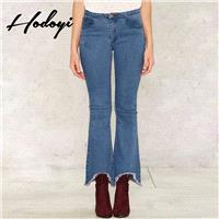2017 irregular feet ladies winter fashion show Flash trumpet jeans - Bonny YZOZO Boutique Store