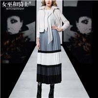 Vogue Contrast Color Pleated White Fancy Outfit Wool Coat Skirt - Bonny YZOZO Boutique Store