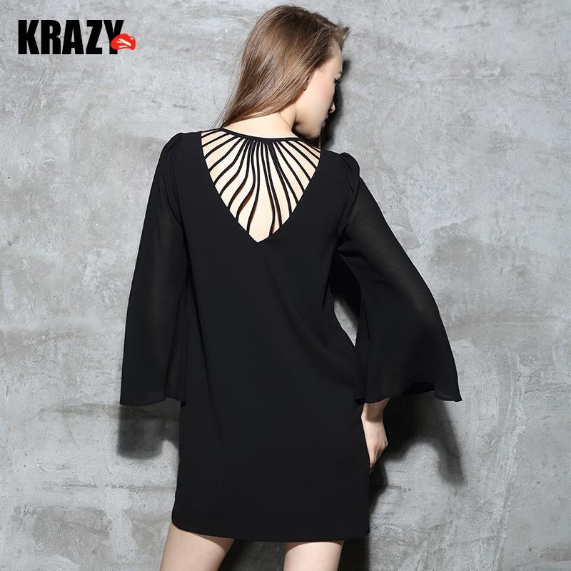 My Stuff, Stunning chiffon wave stitching woven v-neck long sleeves dress 7716 - Bonny YZOZO Boutiqu