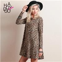 Spring 2017 new rough wind fashion long sleeve Leopard print dress - Bonny YZOZO Boutique Store