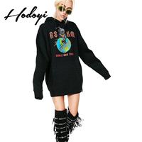 Street Style Oversized Vogue Printed Fall 9/10 Sleeves Hoodie Hat - Bonny YZOZO Boutique Store