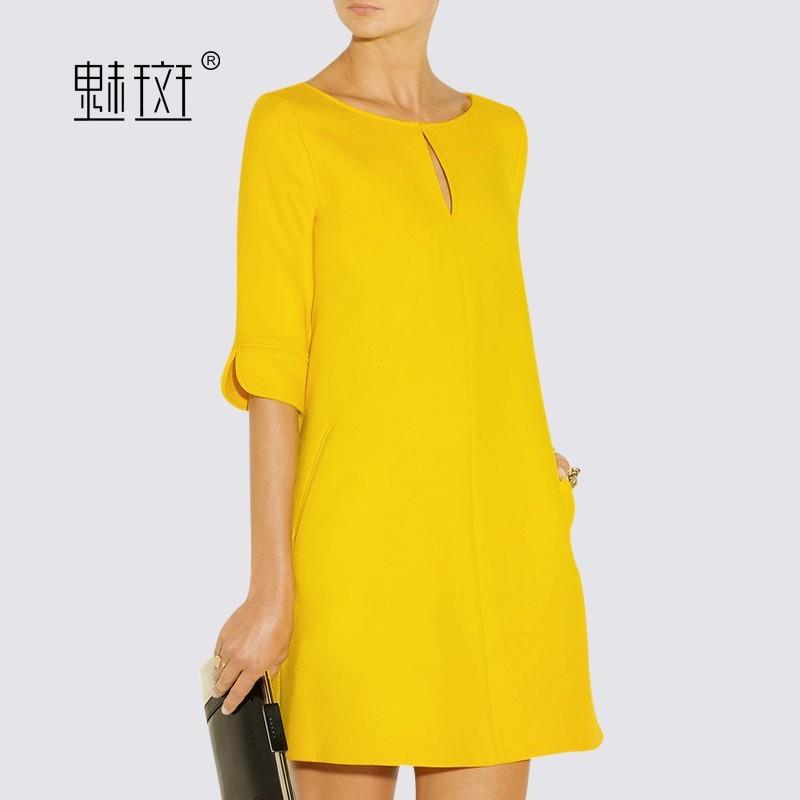 My Stuff, Simple loose a word plus size women wear elegant temperament fall 2017 new sleeve dress -