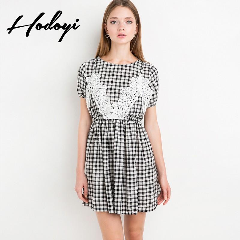 My Stuff, 2017 winter lace Plaid sweet College women new fashion style simple dress - Bonny YZOZO Bo