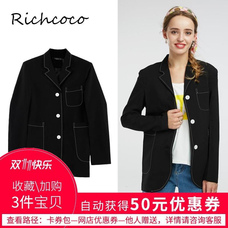 My Stuff, Must-have Office Wear Oversized Fall Casual 9/10 Sleeves Black Top Suit Coat - Bonny YZOZO