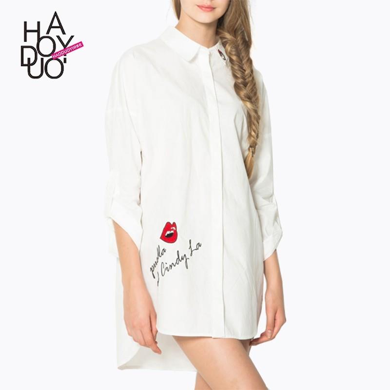 My Stuff, School Style Oversized Sweet Embroidery Alphabet Fall Blouse Dress - Bonny YZOZO Boutique