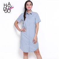 Summer 2017 new stylish contrast color stripes boyfriend shirt skirt style loose dress - Bonny YZOZO