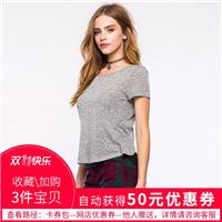 Vogue Simple Asymmetrical Seen Through Split Front Slimming Chiffon Short Sleeves T-shirt - Bonny YZ