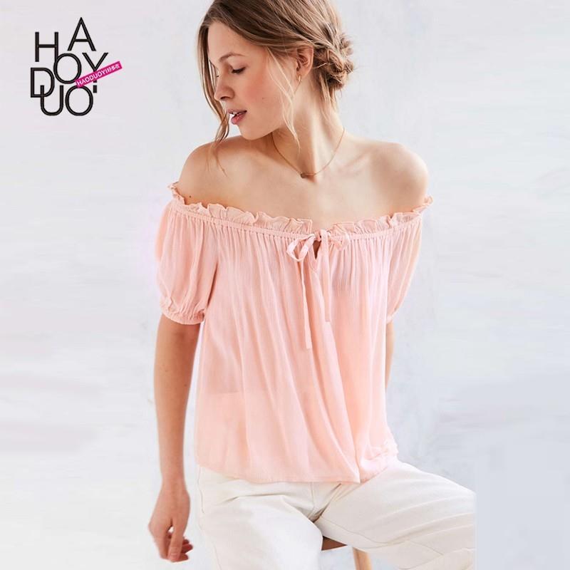 My Stuff, Sweet Bohemia Agaric Fold Off-the-Shoulder Summer Enchanting Tie Chiffon Top - Bonny YZOZO