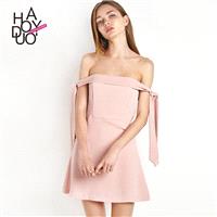 2017 summer dress new sweet vogue a slim neck strapless lace sleeves dress - Bonny YZOZO Boutique St