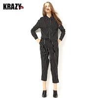 Fall 2017 new Visual slimming and comfortable vertical stripes two piece fashion suit - Bonny YZOZO