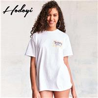 Must-have Oversized Vogue Simple Printed Scoop Neck Cartoon Alphabet Summer Short Sleeves T-shirt To