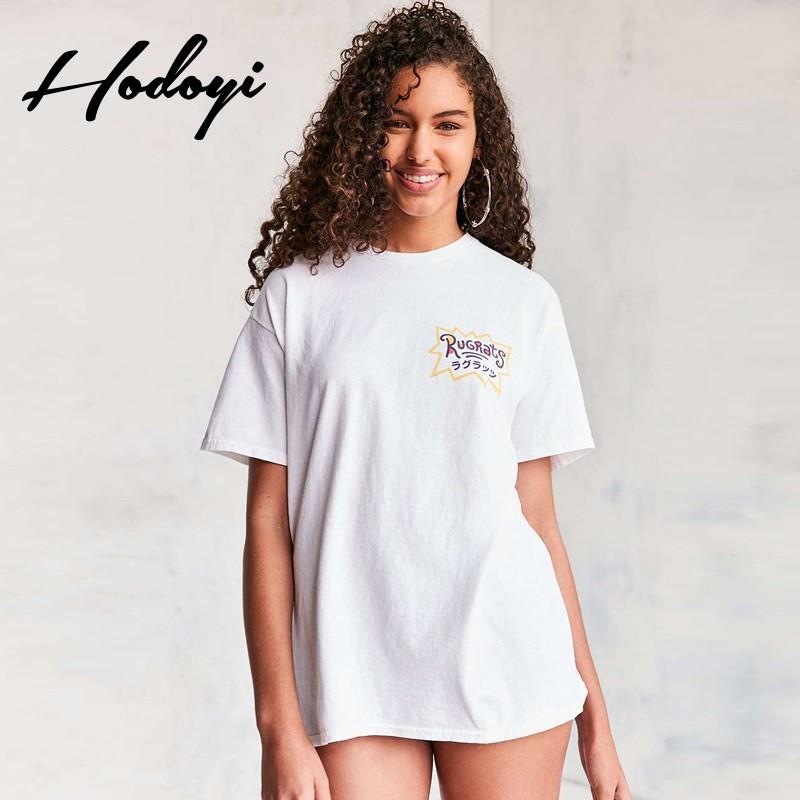 My Stuff, Must-have Oversized Vogue Simple Printed Scoop Neck Cartoon Alphabet Summer Short Sleeves