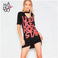 Sport Style Printed Alphabet Summer Casual Short Sleeves Dress T-shirt - Bonny YZOZO Boutique Store