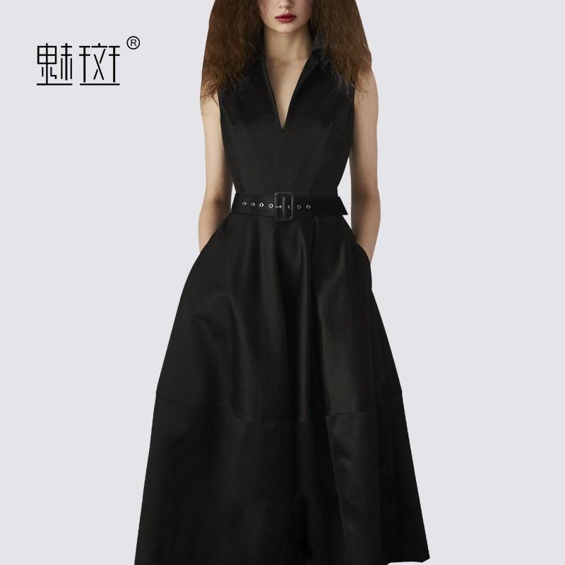 My Stuff, Elegant Curvy V-neck Sleeveless Trail Dress Summer Dress Black Mini Dress Formal Wear - Bo
