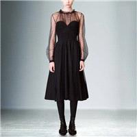 Vogue Bishop Sleeves High Waisted Tulle Spring Black Formal Wear Dress - Bonny YZOZO Boutique Store